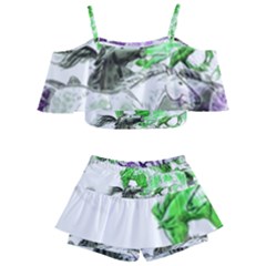 Horse-horses-animal-world-green Kids  Off Shoulder Skirt Bikini by Ket1n9