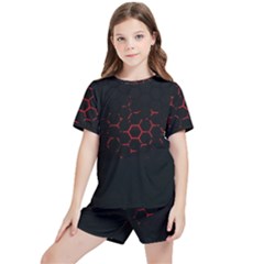 Abstract Pattern Honeycomb Kids  T-shirt And Sports Shorts Set by Ket1n9