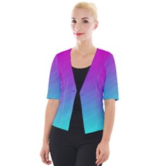 Background-pink-blue-gradient Cropped Button Cardigan by Ket1n9