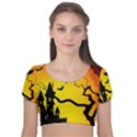 Halloween Night Terrors Velvet Short Sleeve Crop Top  View1