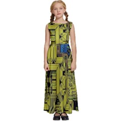 Technology Circuit Board Kids  Satin Sleeveless Maxi Dress by Ket1n9