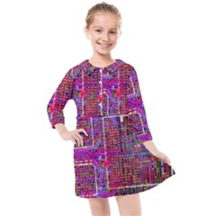 Technology Circuit Board Layout Pattern Kids  Quarter Sleeve Shirt Dress by Ket1n9