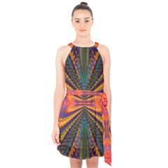 Casanova Abstract Art-colors Cool Druffix Flower Freaky Trippy Halter Collar Waist Tie Chiffon Dress by Ket1n9