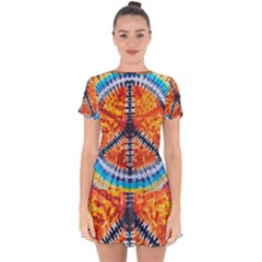 Tie Dye Peace Sign Drop Hem Mini Chiffon Dress by Ket1n9