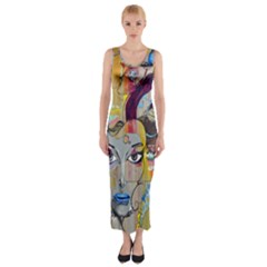 Graffiti-mural-street-art-painting Fitted Maxi Dress by Ket1n9