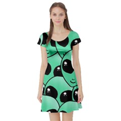 Art Alien Pattern Short Sleeve Skater Dress by Ket1n9