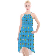 Alien Pattern High-low Halter Chiffon Dress  by Ket1n9