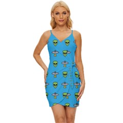 Alien Pattern Wrap Tie Front Dress by Ket1n9