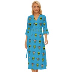 Alien Pattern Midsummer Wrap Dress by Ket1n9