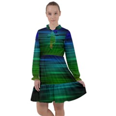 Blue And Green Lines All Frills Chiffon Dress by Ket1n9