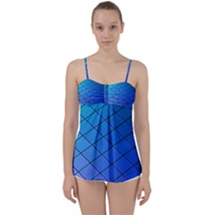 Blue Pattern Plain Cartoon Babydoll Tankini Top by Ket1n9