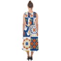 Mexican-talavera-pattern-ceramic-tiles-with-flower-leaves-bird-ornaments-traditional-majolica-style- Midi Tie-Back Chiffon Dress View2