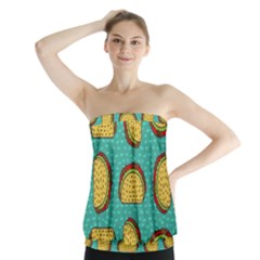 Taco-drawing-background-mexican-fast-food-pattern Strapless Top by Ket1n9