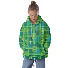 Green-abstract-geometric Kids  Oversized Hoodie by Ket1n9