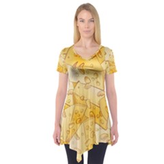 Cheese-slices-seamless-pattern-cartoon-style Short Sleeve Tunic  by Ket1n9