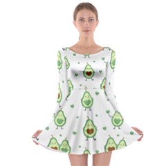 Cute-seamless-pattern-with-avocado-lovers Long Sleeve Skater Dress by Ket1n9