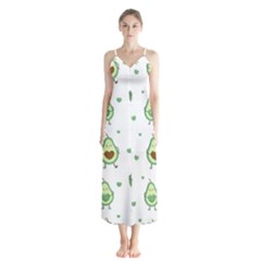 Cute-seamless-pattern-with-avocado-lovers Button Up Chiffon Maxi Dress by Ket1n9