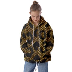 Metallic Snake Skin Pattern Kids  Oversized Hoodie by Ket1n9