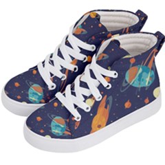 Space Galaxy Planet Universe Stars Night Fantasy Kids  Hi-top Skate Sneakers by Ket1n9