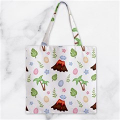 Cute-palm-volcano-seamless-pattern Zipper Grocery Tote Bag by Ket1n9