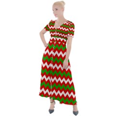 Christmas-paper-scrapbooking-pattern- Button Up Short Sleeve Maxi Dress by Grandong