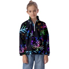 Snowflakes Snow Winter Christmas Kids  Half Zip Hoodie by Grandong