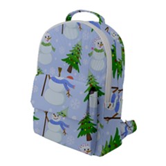 New Year Christmas Snowman Pattern, Flap Pocket Backpack (large) by Grandong