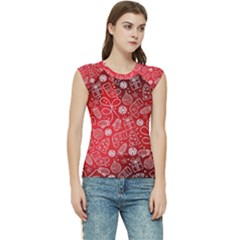 Christmas Pattern Red Women s Raglan Cap Sleeve T-shirt by Grandong