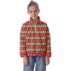 Christmas-papers-red-and-green Kids  Half Zip Hoodie by Grandong