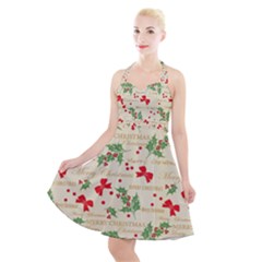 Christmas-paper-scrapbooking-- Halter Party Swing Dress  by Grandong