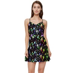 Christmas-star-gloss-lights-light Short Frill Dress by Grandong