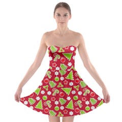 Christmas-paper-scrapbooking-pattern Strapless Bra Top Dress by Grandong