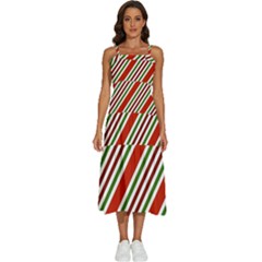 Christmas-color-stripes Sleeveless Shoulder Straps Boho Dress by Grandong