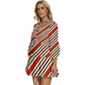 Christmas-color-stripes V-Neck Placket Mini Dress View2