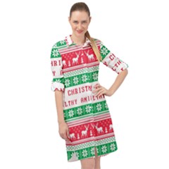 Merry Christmas Ya Filthy Animal Long Sleeve Mini Shirt Dress by Grandong