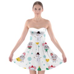 Christmas-seamless-pattern-with-cute-kawaii-mouse Strapless Bra Top Dress by Grandong