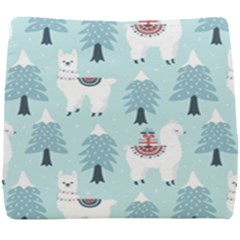 Christmas-tree-cute-lama-with-gift-boxes-seamless-pattern Seat Cushion by Grandong