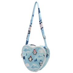 Christmas-seamless-pattern-with-penguin Heart Shoulder Bag by Grandong