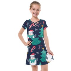 Colorful-funny-christmas-pattern      - Kids  Cross Web Dress by Grandong