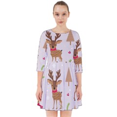 Christmas-seamless-pattern-with-reindeer Smock Dress by Grandong