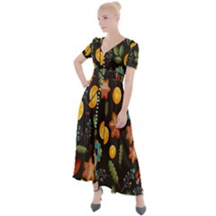 Christmas-seamless-pattern   - Button Up Short Sleeve Maxi Dress by Grandong