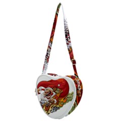 Funny Santa Claus Christmas Heart Shoulder Bag by Grandong