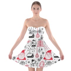 Christmas-themed-seamless-pattern Strapless Bra Top Dress by Grandong