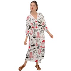 Christmas-themed-seamless-pattern Grecian Style  Maxi Dress by Grandong