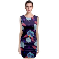 Owl-pattern-background Sleeveless Velvet Midi Dress by Grandong