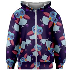 Owl-pattern-background Kids  Zipper Hoodie Without Drawstring by Grandong