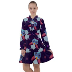 Owl-pattern-background All Frills Chiffon Dress by Grandong