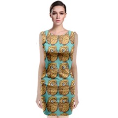 Owl-pattern-background Sleeveless Velvet Midi Dress by Grandong