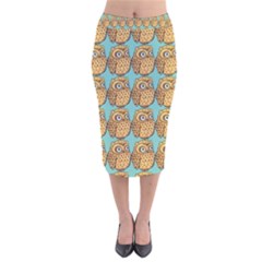 Owl-pattern-background Velvet Midi Pencil Skirt by Grandong