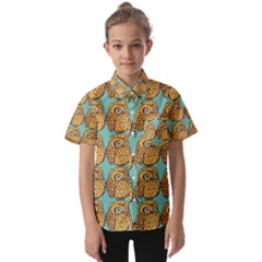 Owl Bird Cartoon Kids  Short Sleeve Shirt by Grandong